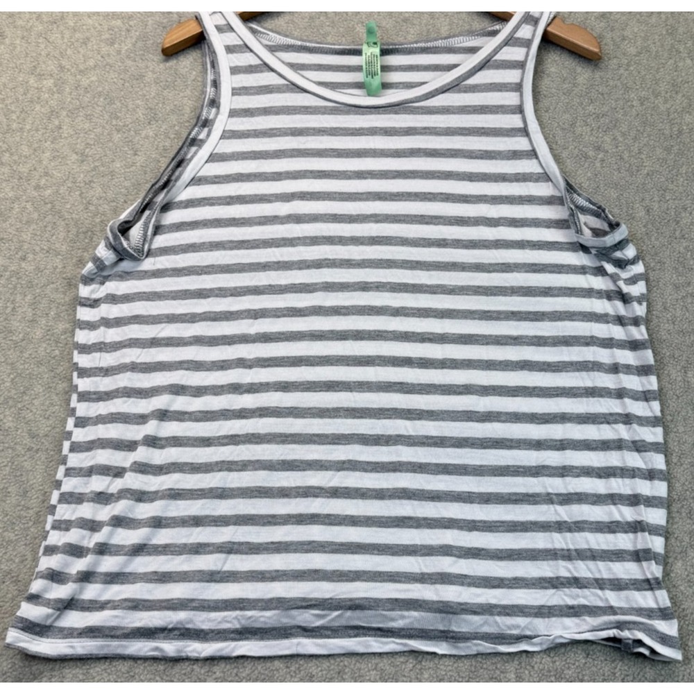 Honeydew Intimates Womens Tank Top Gray White Striped Stretch Scoop Neck L